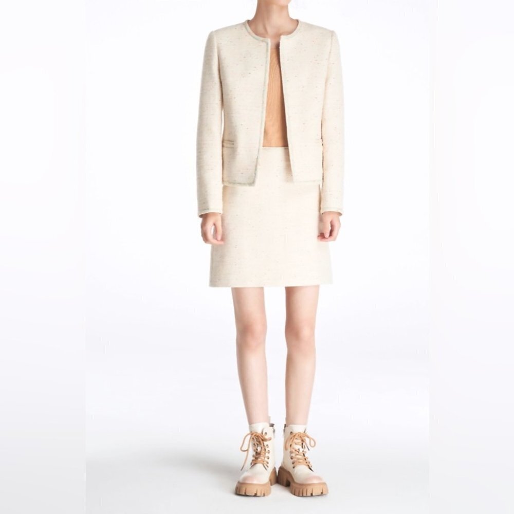* Laurel Cream Wool and Angora Knee Length Skirt Size 36